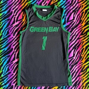 💚*4/$15* Boys Green Bay Basketball Tank Top Jersey Large Black Synergy Imports